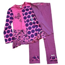 Naartjie Girls Vintage Pink Purple Polka Dot Stripe Top Leggings Outfit 9 - $30.72