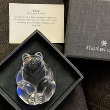 Steuben Crystal Sitting Bear Hand Cooler Paperweight Figurine w Card And... - £76.49 GBP