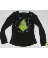 Dr Seuss &quot;Grinch&quot; Womens Sleepwear Top NWT Long Sleeve Black Sparkles Co... - £13.66 GBP