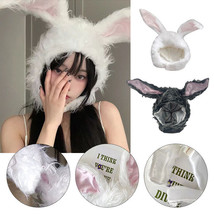 Bunny Ears Hat Rabbit Plush Soft Costume Headwear Cap Photo Props Party Cosplay - £7.22 GBP