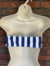 Bathing Suit Top Small/Medium Blue Stripe Removable Bandeau Pads Sexy Bikini - £5.97 GBP