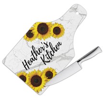 Sunflower Kitchen Personalized Name : Gift Cutting Board Flower Floral Yellow De - £23.59 GBP