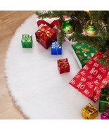 Christmas Tree Skirt 48 Inch White Faux Fur Snowy White Plush Velvet Chr... - $51.27