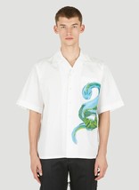 Marni Men&#39;s Piton Poplin Snake Print Bowling Shirt in White- EU 48 US Me... - £239.56 GBP