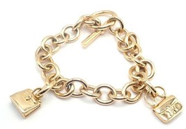 Authentic! Hermes 18k Yellow Gold Heavy Link Toggle With Two Charms Bracelet - £15,763.70 GBP