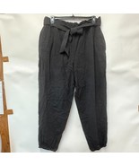 INC Womens XXL Deep Black Belted Cotton Paperbag Pants NWT BX16 - $727.53 MXN