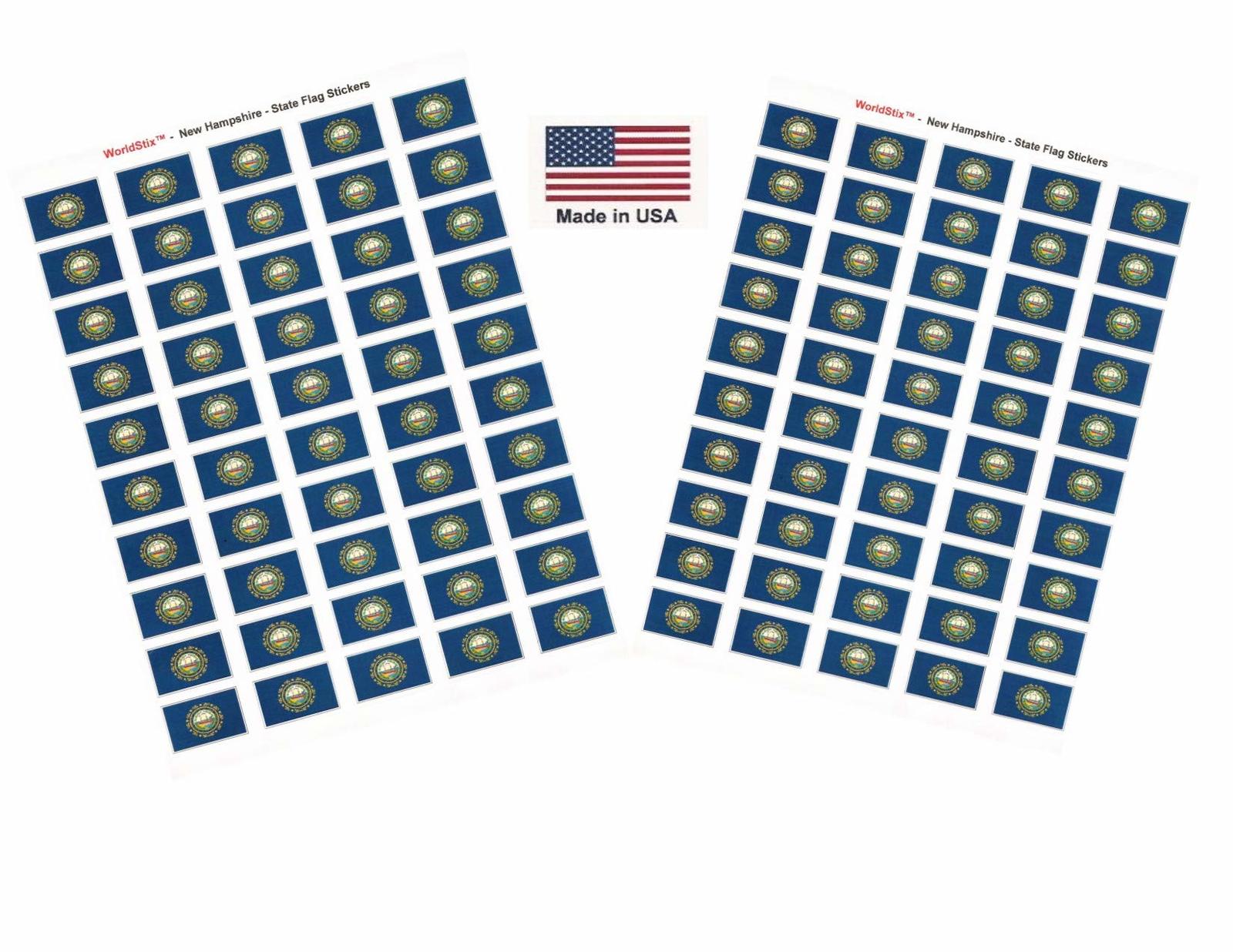 Made in USA! 100 New Hampshire 1.5&quot; x 1&quot; Self Adhesive State Flag Sticke... - $9.95