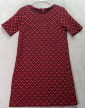 LOFT Shirt Dress Women&#39;s Size XS Multicolor Geo Print Cotton Round Neck Back Zip - £18.11 GBP
