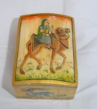 Antique looking decorative Hand painting Pills Box Wooden hand crafted bone box  - £50.64 GBP