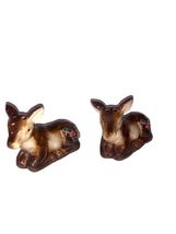 Vintage Deer Laying Down Christmas Holly Salt &amp; Pepper Shaker Set Of 2 C... - $13.00