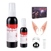 Fake Blood Spray  3 oz Total Washable For Vampire Costume W Elf Ears & Fangs NEW - $14.94