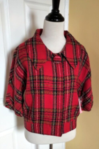 VIEW Lightweight Festive Red Plaid Lined Acrylic Cropped Jacket (10) NWT - £15.33 GBP