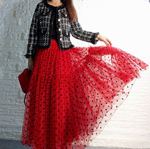 RED Polka Dot Tulle Skirt Outfit Women Custom Plus Size Holiday Tulle Skirt image 2