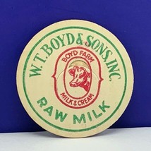 Dairy milk farm bottle cap vintage advertising label lid WT Boyd sons ra... - $7.87