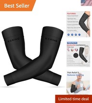 Lymphedema Compression Arm Sleeves - Silicone Band, 15-20 mmHg Support, ... - $40.50