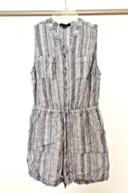 Kelly Renee Linen Blend Romper Short S Striped Sleeveless Pockets Woven - $8.68