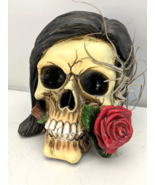 Tillandsia Day of Dead Novelty 10 in. Skull Human Skull with Rose Resin ... - $21.10 CAD