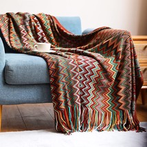 Bohemian Throw Blankets, Boho Knitted Tassel Throw Blankets - £27.08 GBP