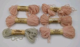 6 Skeins Brunswick Wool Needlepoint Tapestry Yarn 1728 Peach 1796 Icicle VTG Lot - $13.00