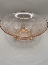 ROYAL LACE Pink Depression 3 Legged Straight Edge 10&quot; Bowl ~ Vintage Hazel Atlas - £12.50 GBP