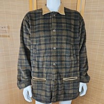 Vintage Orvis Fleece Teddy Jacket Mens XL Brown Black Plaid Faux Suede U... - $97.98