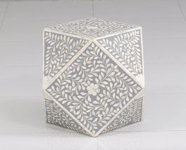Heritage inlay in floral pattern wooden plant stand / side table / end c... - $680.00