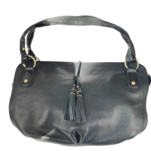 TALBOTS Handbag Black Pebbled Leather Satchel - £46.00 GBP