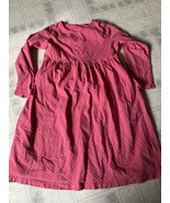 Lands&#39; End Dress Size 8 Pink Polka Dot Knit Dress Modest Long Sleeve - $18.69