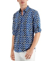 Alfani Men&#39;s Mason Wavelength All Cotton Shirt Hyper Blue-Size Large - $14.97