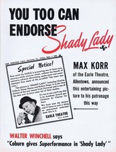 Shady Lady 1945 ORIGINAL Vintage 9x12 Industry Ad Charles Coburn Ginny S... - £19.46 GBP