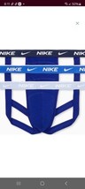 Nike Underwear Mens XL 3 Pack Dri Fit Jock Strap Cotton Stretch Blue Comfort - £24.42 GBP