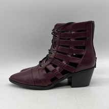 Treasure &amp; Bond Womens Maroon Leather Lace Up Ankle Booties Size 10 M - £27.45 GBP