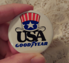 Vintage Goodyear USA Tires Button  Pin Red White Blue Patriotic FREE SHI... - £9.56 GBP