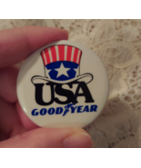 Vintage Goodyear USA Tires Button  Pin Red White Blue Patriotic FREE SHI... - £9.73 GBP