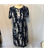 Ellen Tracy Mood Indigo Tie Dye Pima Cotton Stretch T-Shirt Dress Size M... - $22.95