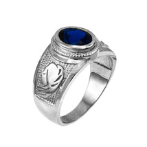 Sterling Silver Virgo Zodiac Sign September Birthstone Blue CZ Ring - £46.90 GBP