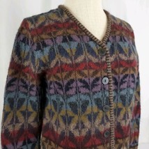 Peruvian Connection Alpaca Cardigan Sweater Womens Small Soft Blue Red B... - $87.99