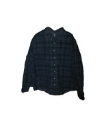 George Mens 2XL Micro Corduroy Shirt Dark Navy Plaid Long Sleeve 100% Co... - $20.36 CAD