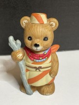 HOMCO TEDDY BEAR FIGURINE vintage 1406 porcelain cub walking stick muslim Africa - £6.95 GBP