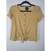 W5 By Anthropologie Top Small Womens Tie Front Buttons Short Sleeve Striped - £15.95 GBP