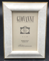 Vintage Giovanni Italian Gold Edge 4&quot;x6&quot; White Marble Painted Wood Photo Frame - £7.49 GBP