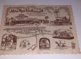 Vintage MIRA MAR RESTAURANT Placemat 1950s Oceanside California Attractions - £19.73 GBP