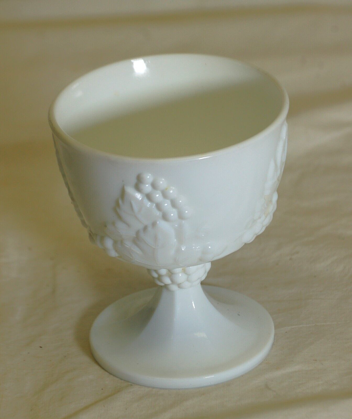 Primary image for White Milk Glass Footed Goblet Sherbet Dish Indiana Harvest Grape