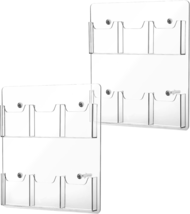 2 Pack Acrylic Brochure Pamphlet Holder Wall Mount Clear Brochure Display Holder - £52.41 GBP