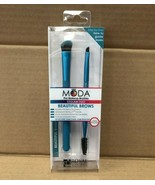 MODA EZ Glam Duo Beautiful Brows Pro Makeup Brushes BLUE - £5.47 GBP