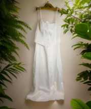 Formal Dress Gown Womens Size XL Maxi Beaded Beige Beach Wedding Prom Be... - $5.89