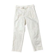 Anthropologie Size 26 Pants Ankle Cropped Straight Leg Stretch Cream Belted - £22.13 GBP