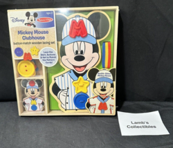 Disney Melissa &amp; Doug Mickey Mouse club house button-match wooden lacing set toy - £13.92 GBP