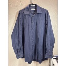 Calvin Klein Mens Button Down Long Sleeve Striped Dress Shirt Size 17 34/35 - $21.95