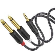 J&amp;D 3.5mm TRS to Dual 6.35mm TS Breakout Cable, Gold Plated Audiowave Series 1/8 - £14.45 GBP